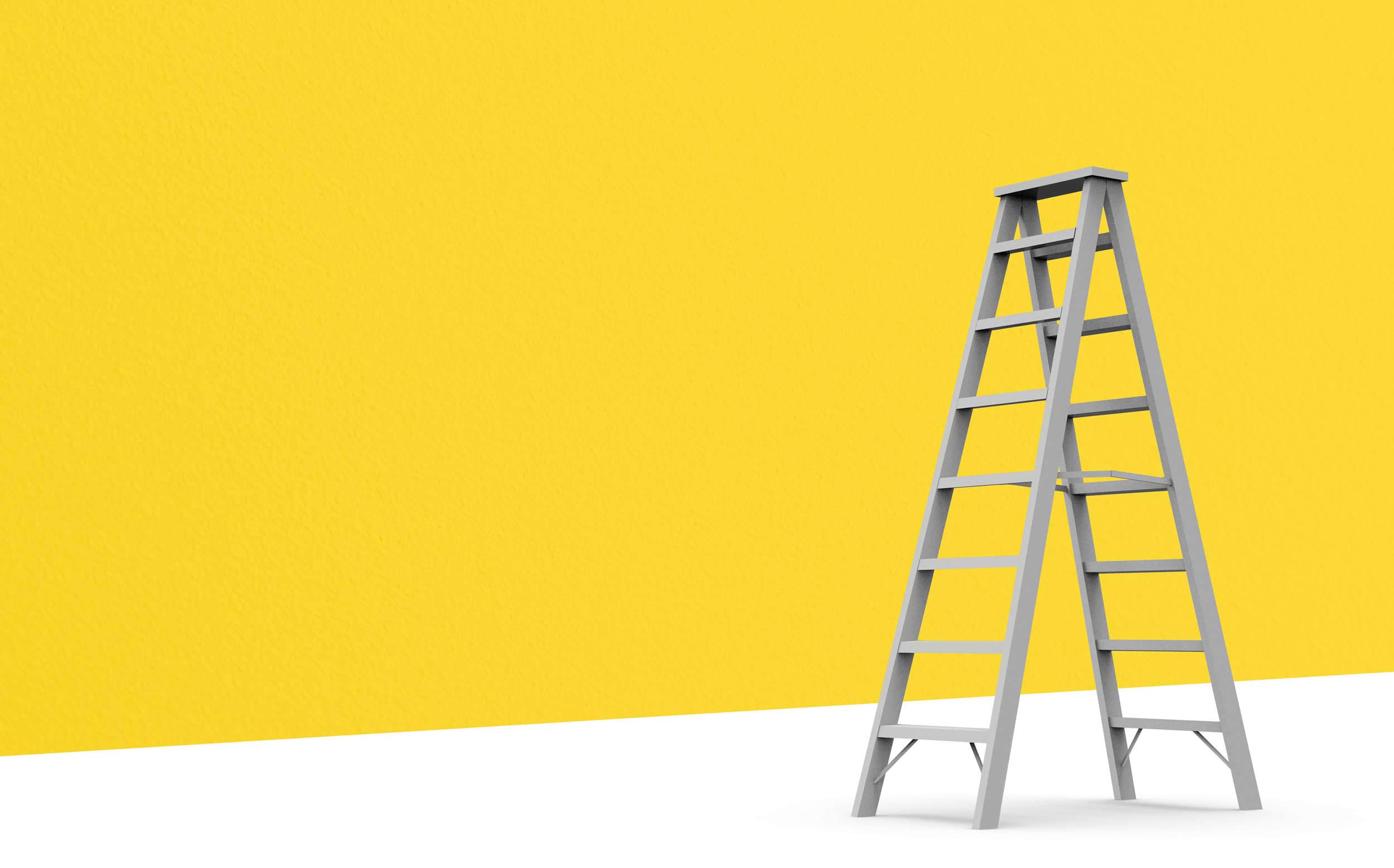 yellow background with work ladder in front